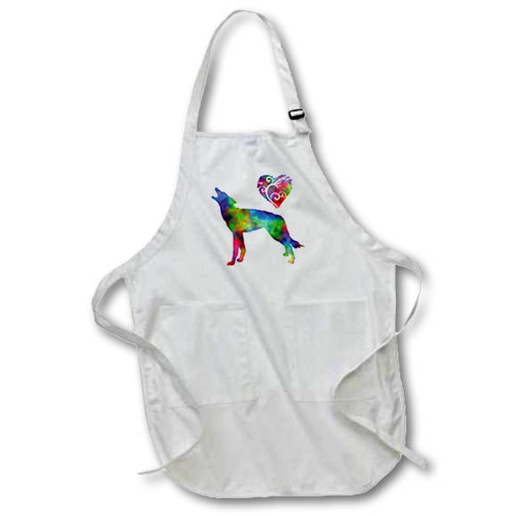 Apron - Love Wolf- Tie Dye Wolf and Swirly Heart Designs- LOVE ANIMALS