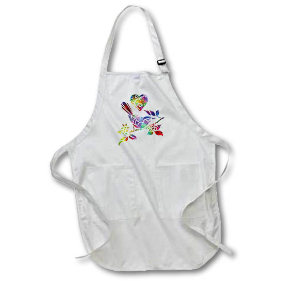Apron - Love Warbler Birds- Tie Dye Warbler Bird and Swirly Heart Designs- LOVE ANIMALS