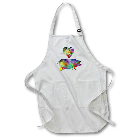 Apron - Love Pig- Tie Dye Pig and Swirly Heart Designs- LOVE ANIMALS