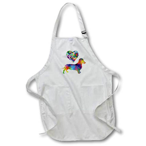 Apron - Love Dachsund- Tie Dye Dachsund and Swirly Heart Designs- LOVE ANIMALS