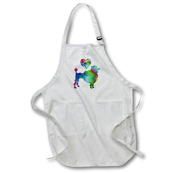 Apron - Love Poodle- Tie Dye Poodle and Swirly Heart Designs- LOVE ANIMALS