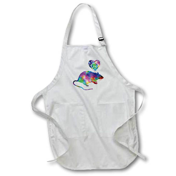 Apron - Love Rodents- Tie Dye Rat and Swirly Heart Designs- LOVE ANIMALS