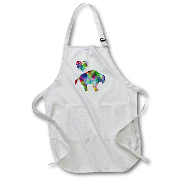 Apron - Love Buffalo- Tie Dye Buffalo and Swirly Heart Designs- LOVE ANIMALS