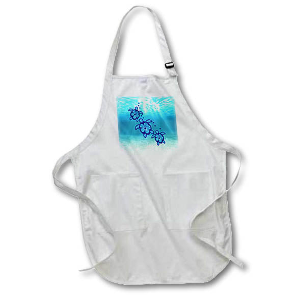 Apron - Ocean animal art of tropical sea turtles with hibiscus flower shells. Creative Studios – Tropical Turtles
