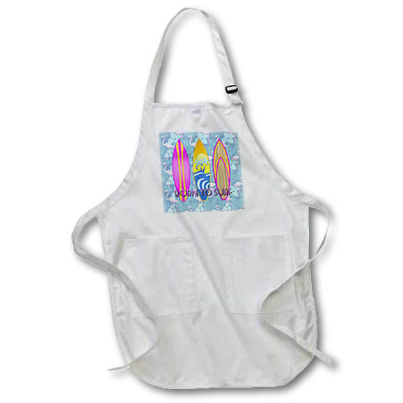 Apron - Pink born to surf surfboards on a pink flamingo pattern for surfers. Creative Studios – Surfing Surfboards