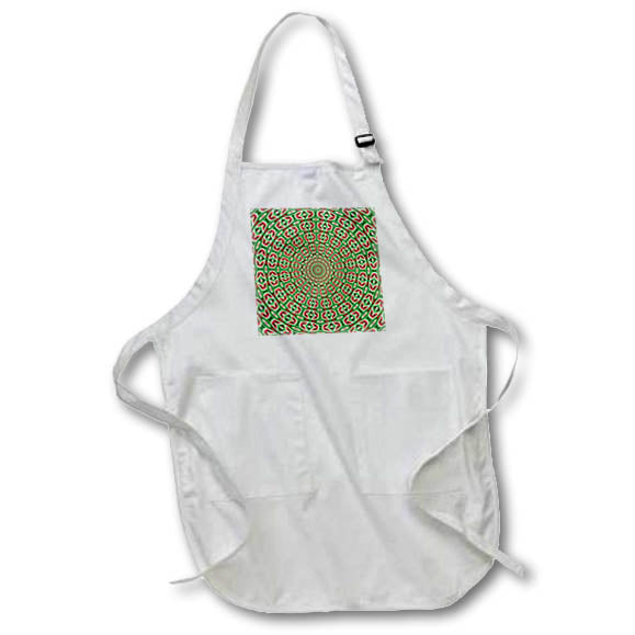 Apron - Green Red And White Christmas Mandala Digital Art - Christmas Mandala Pattern
