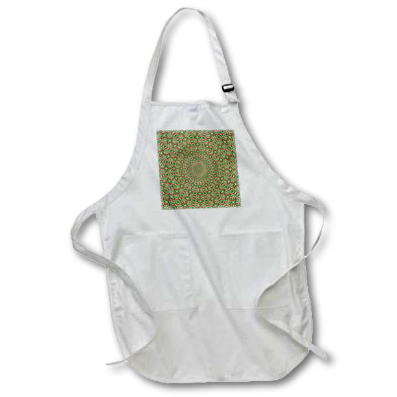 Apron - Green With Red and White Christmas Kaleidoscope Pattern Digital Art - Christmas Kaleidoscope