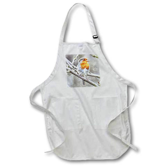 Apron - Angelic Christmas Robin Winter Watercolor Watercolor Painting - Robin