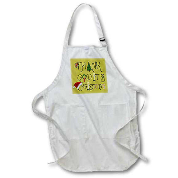 Apron - Thank God Its Christmas Commercial Irony Text Design Vector Art - Christmas Humor