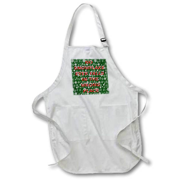 Apron - No Snowflake Ever Falls In The Wrong Place Zen Proverb In Red Typography - Snowflake Proverb