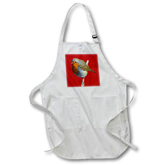 Apron - Red Breasted Christmas Robin Vector Art Vector Art - Christmas Cat Parody