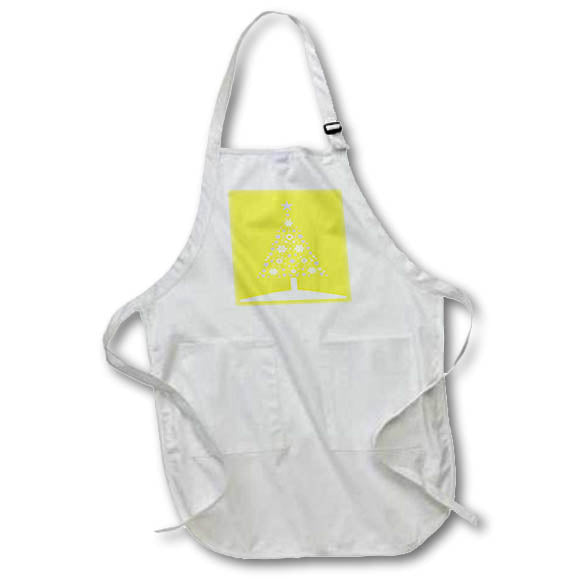 Apron - Christmas Tree Of Snowflakes and Stars On Illuminating Yellow Vector Art - Christmas Tree