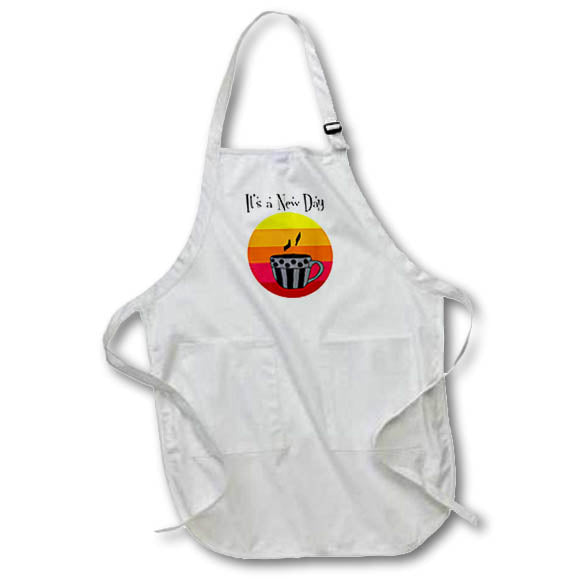 Apron - Funny Cute Its a New Day Coffee Mug at Sunrise Nature Art Funny
