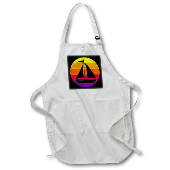 Apron - Cool Fun Sailboat Silhouette Sailing at Sunrise Nature Art Sports and Hobbies