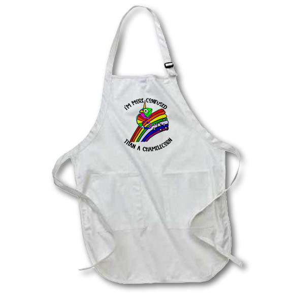 Apron - Cool Funny Confused Chameleon on Rainbow Unicorn Chamelecorn Funny