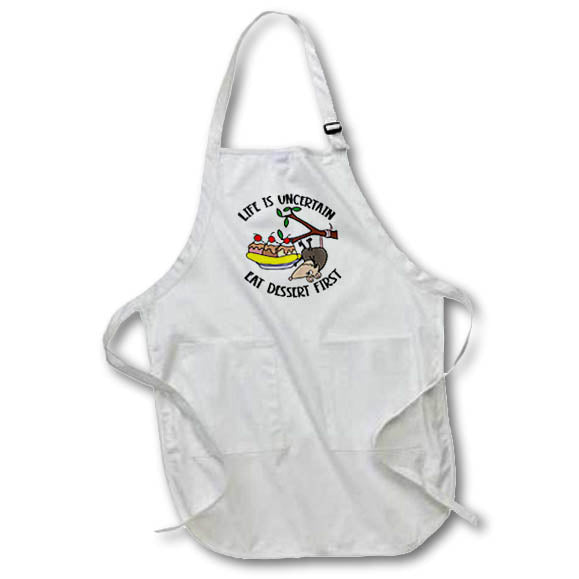 Apron - Funny Life is uncertain eat dessert first Possum eating Ice Cream Funny
