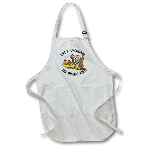 Apron - Funny Life is uncertain eat dessert first Old Buzzard eating Ice Cream Funny