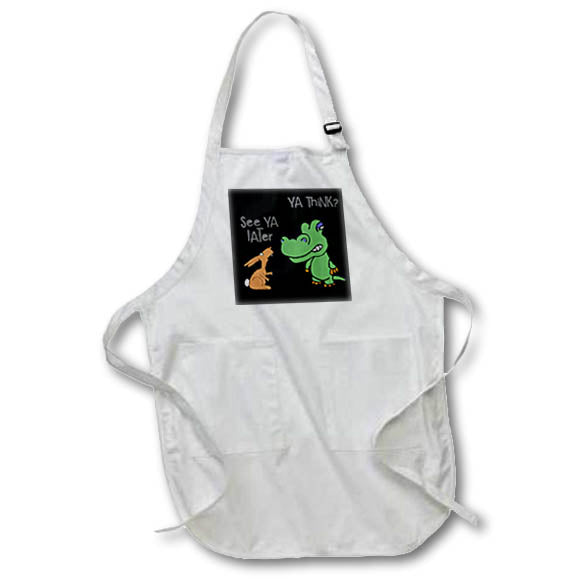 Apron - Cute Funny Bunny Rabbit tells Alligator see ya later Satire Cartoon Funny
