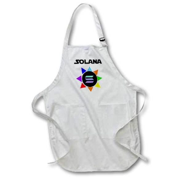 Apron - Cool Fun Solana Sun and Rainbow Crypto currency SOL Coin Investor Crypto