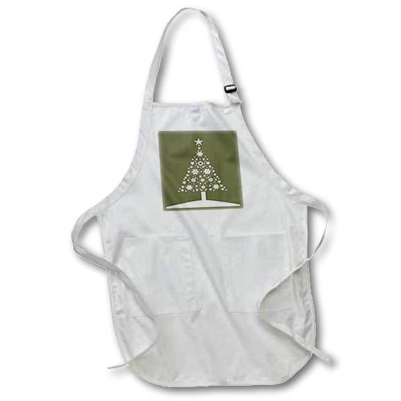 Apron - Christmas Tree Made Of Snowflakes Mediterranean Fruit Green Vector Art - Christmas Tree