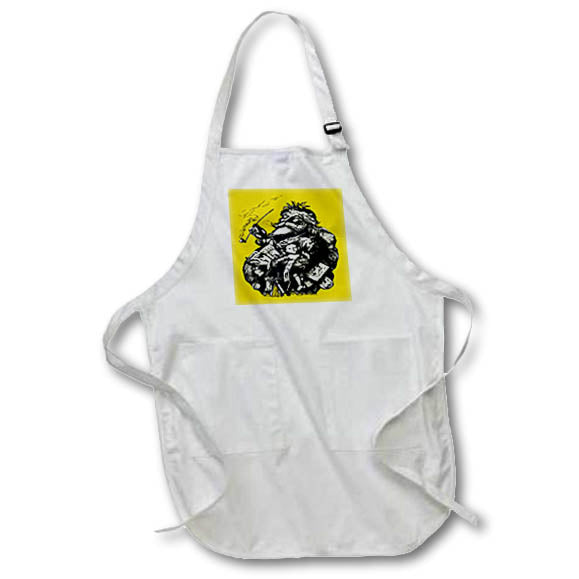 Apron - Vintage Style Black and White Illustration Of Santa Claus Red Illustration - Santa Claus