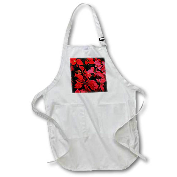 Apron - Poinsettia Christmas Holiday Flowers Painting Acrylic Painting - Poinsettia