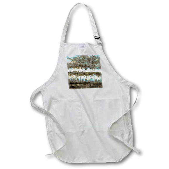 Apron - Woodland And Wetland Blue and Greige Abstract Art Painting II Acrylic Painting - Abstract Art