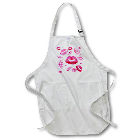 Apron - Lipstick kisses on a white background Design - Kisses All Over White