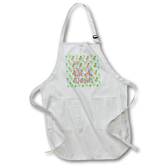 Apron - Calm The Flock Down funny Flamingo with pineapple beach pattern. Creative Studios – Flamingos
