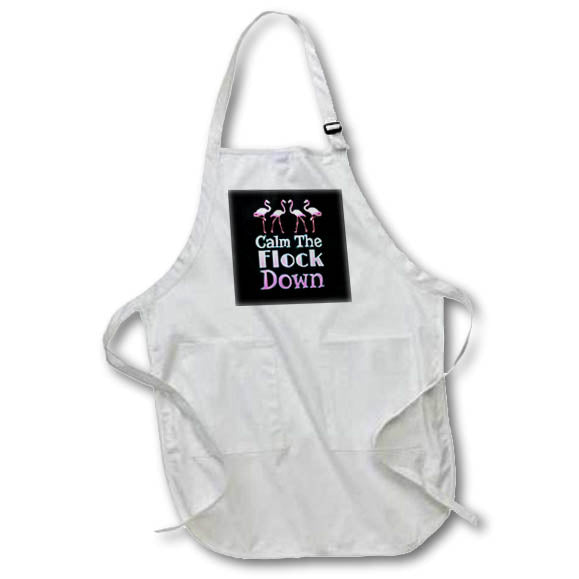 Apron - Retro Miami art deco style summer flamingo pun Calm The Flock Down. Creative Studios – Flamingos