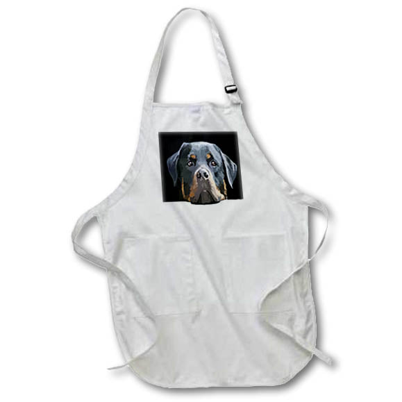 Apron - Rottweiler Peering Over A White Wall Vector Black Background Vector - Rottweiller