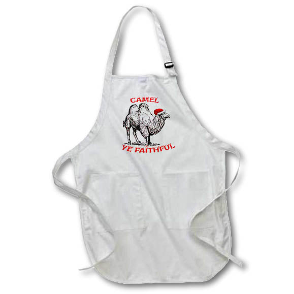 Apron - Camel Ye Faithful Fun Holiday Design On White Vector - Camel Humor
