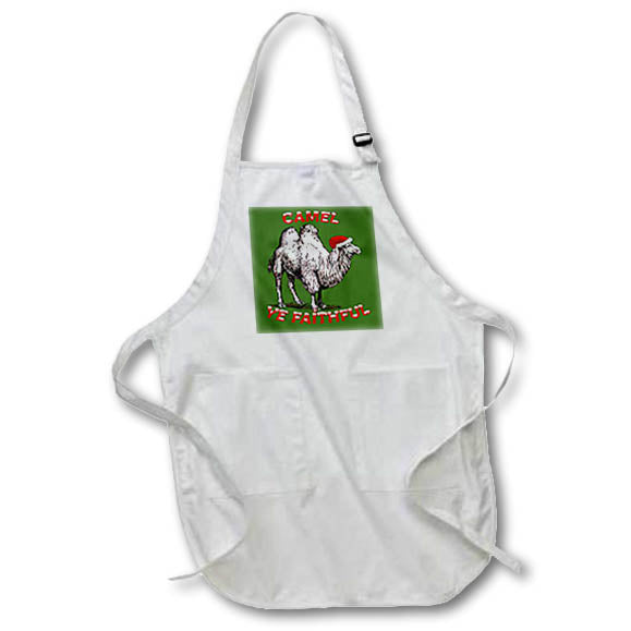 Apron - Camel Ye Faithful Fun Holiday Design On Green Vector - Camel Humor