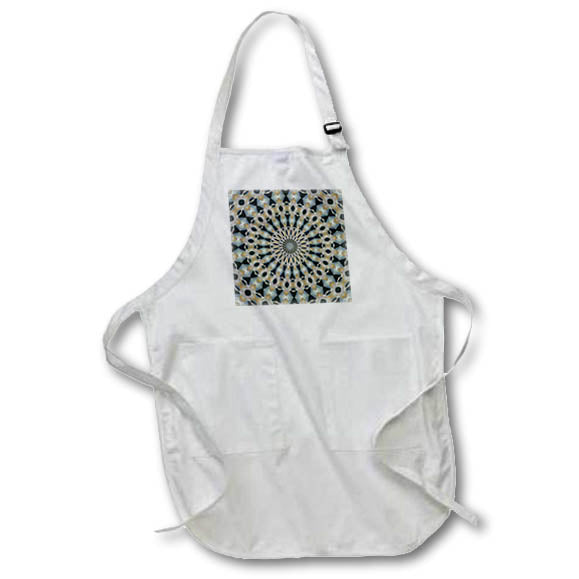 Apron - Kaleidoscope Mandala Circles In Beige and Blue Colors Digital Art - Mandala Pattern