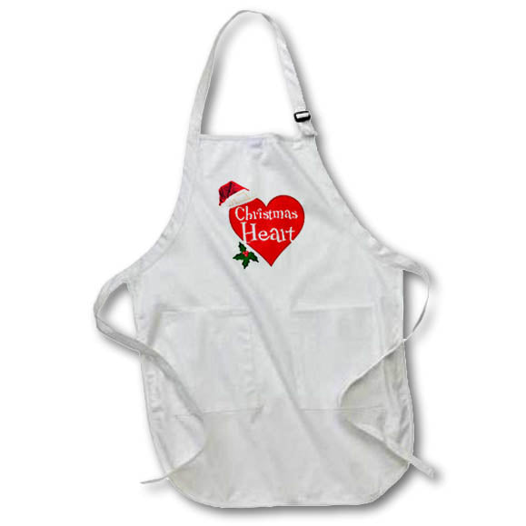 Apron - Image of Words Christmas Heart with Red Heart Santa Hat – Christmas