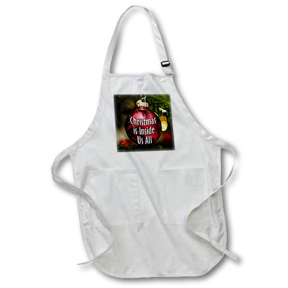 Apron - Image of Words Christmas Is Inside Us All with Christmas Ball – Christmas