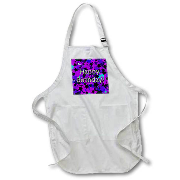Apron - A fun cool star pattern with a Happy Birthday Greeting Occasions - Happy Birthday Purple