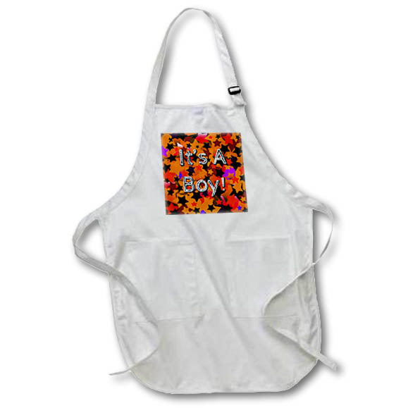 Apron - Orange stars pattern for celebrating your new baby boy Baby - Its A Boy Stars Orange