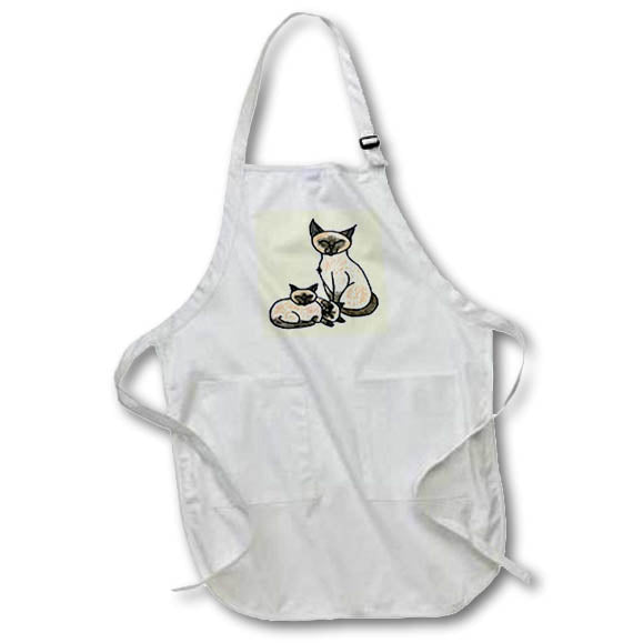 Apron - Its nap time for momma cat and her two kittens Animals - Sleepy Siamese Cats