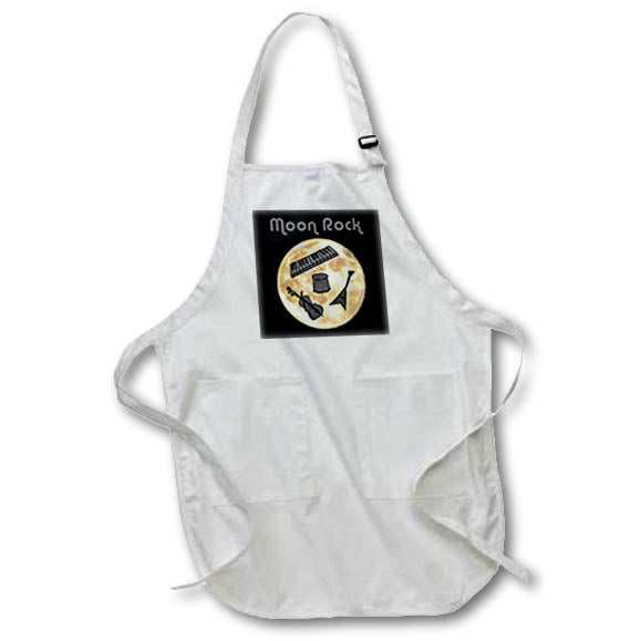 Apron - Cute Funny Moon Rock and Roll Pun Keyboard, Electric Guitar, Drums Music