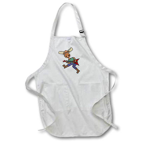 Apron - Cute Funny Moose Playing Electric Gutar Rock and Roll Music Cartoon Music