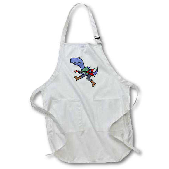 Apron - Cute Funny T-rex Dinosaur Playing Electric Gutar Rock and Roll Music Music