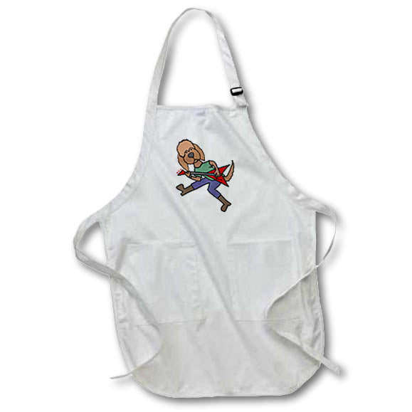 Apron - Funny Chocolate Labradoodle Dog Electric Gutar Rock and Roll Music Music