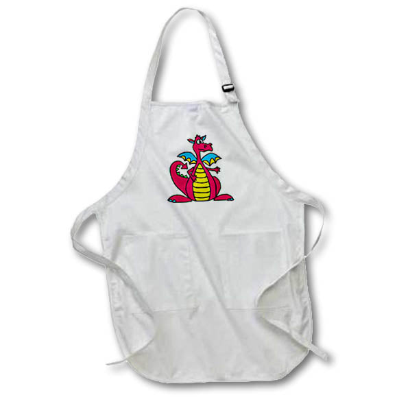 Apron - Funny Cute Red and Yellow Dragon Cartoon Animals