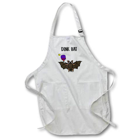 Apron - Funny Cute Bat Playing Pickleball Dink Bat Pun Sports Cartoon Sports and Hobbies
