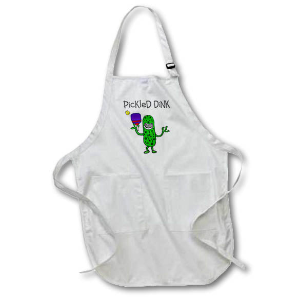 Apron - Funny Cute Pickle Playing Pickleball Pickled Dink Pun Sports Cartoon Sports and Hobbies
