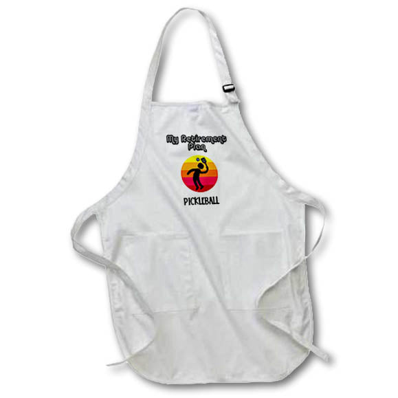 Apron - Funny Cute Pickleball Player Silhouette and Sunrise Retirement Plan Sports and Hobbies