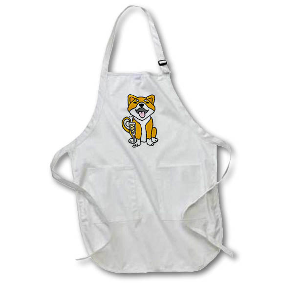 Apron - Cute Funny Shiba Inu Puppy Dog Drinking Champagne Cartoon Pets