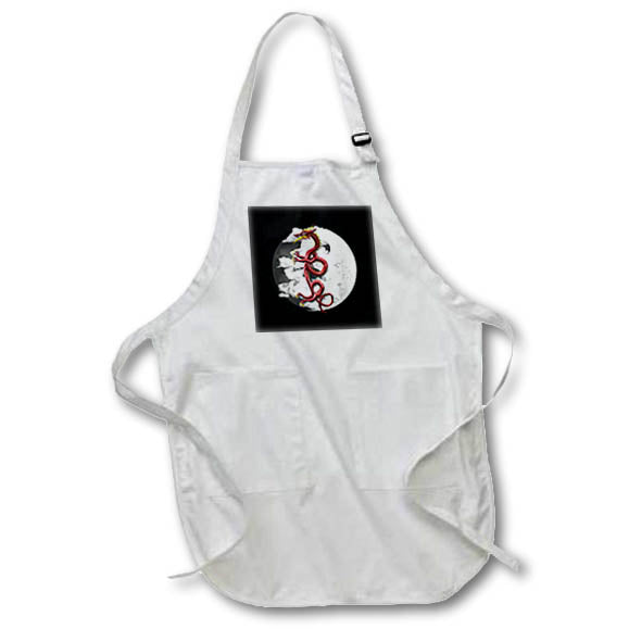 Apron - Chinese red dragon flying in front of clouds and yin yang symbol. Creative Studios – Dragons