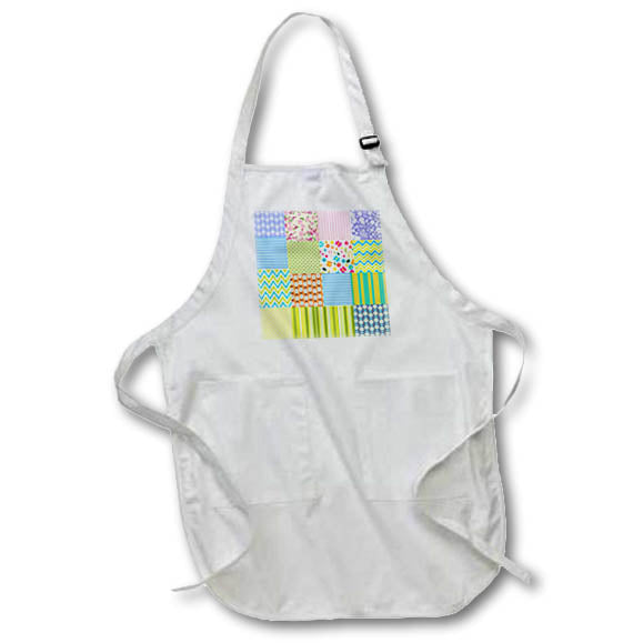 Apron - Image of Sixteen Squares Of Colorful Designs Together In One Square lens Art by Florene - Patchwork Patterns